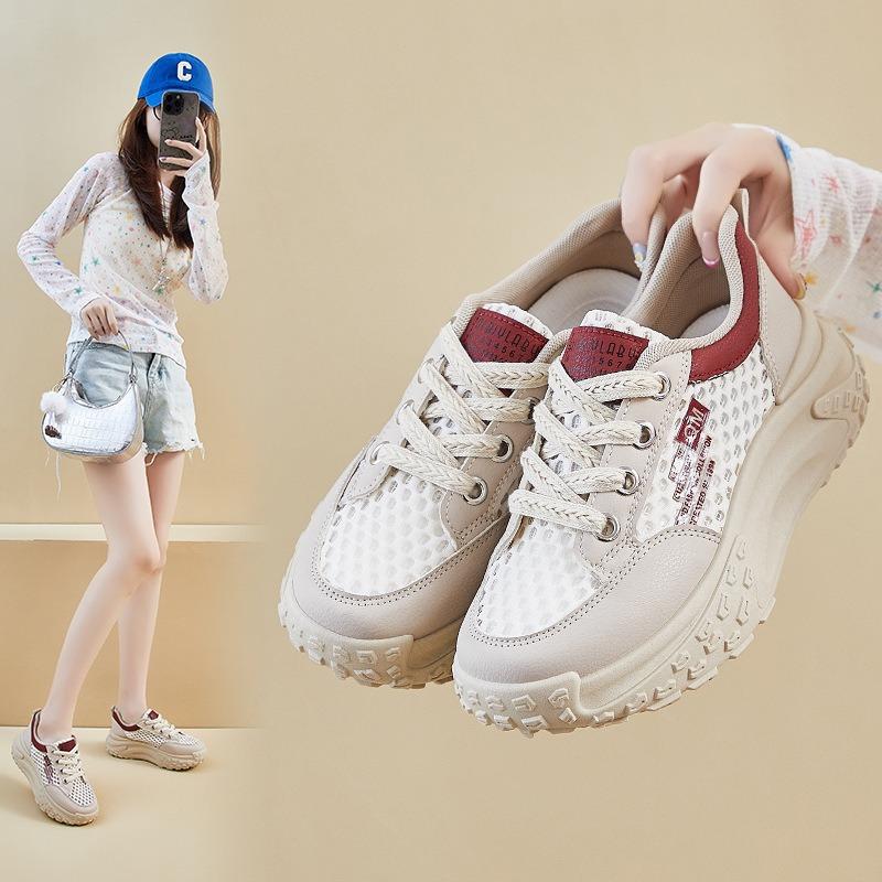 

New Dad Shoes for Student Sports Thick-soled Height-increasing Casual and Breathable 35 червоний