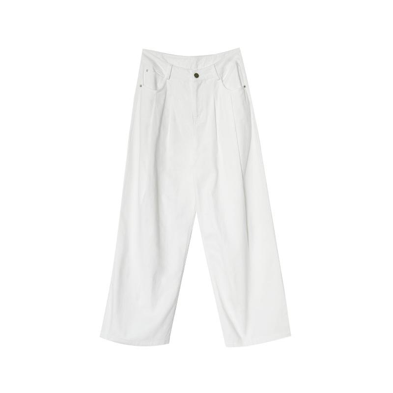 

Dongdaemun Slimming High-Waisted Wide-Leg Washed White Denim Casual Pants S (Waist 66cm) белый