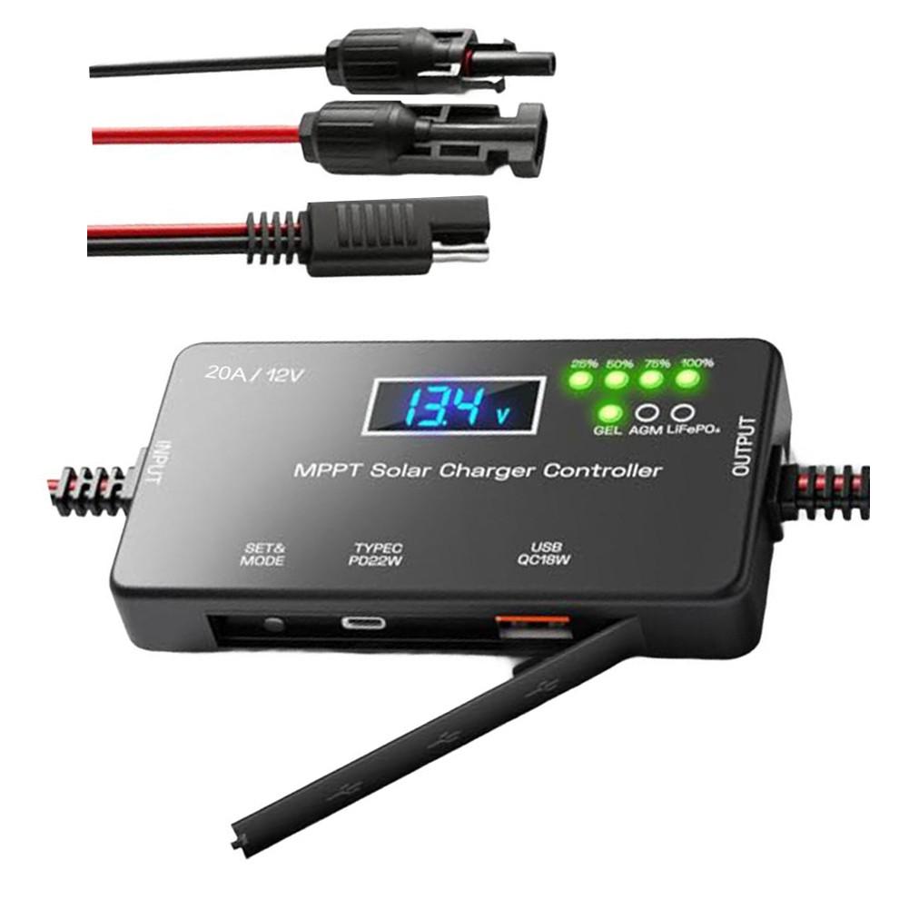 

For Solar Charge Controller 20A For PWM for 12 Volt Batteries with TypeC Output