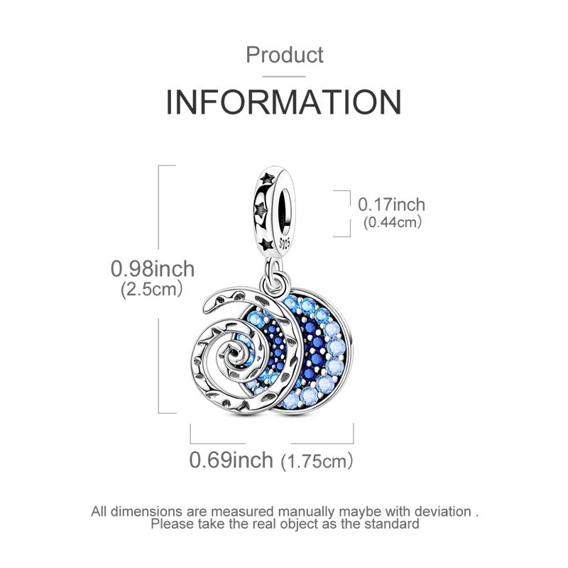 Blue Earth Series Copper Sparkling Star Heart Beads Charms Pendent Fits Original Bracelet Gift For Women
