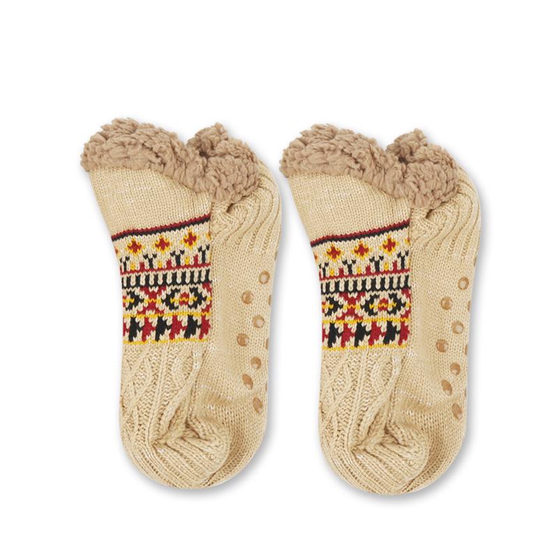 Thickened Fleece-Lined Non-Slip Winter Home Socks with Dotted Soles
