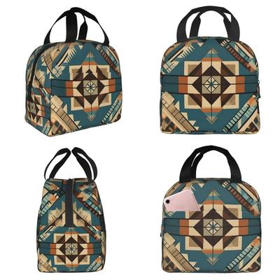 Mosaic Melody Exploring Native American Patterns Insulated Lunch Bag for Kids School Cooler Thermal Food Box Tote Leakproof