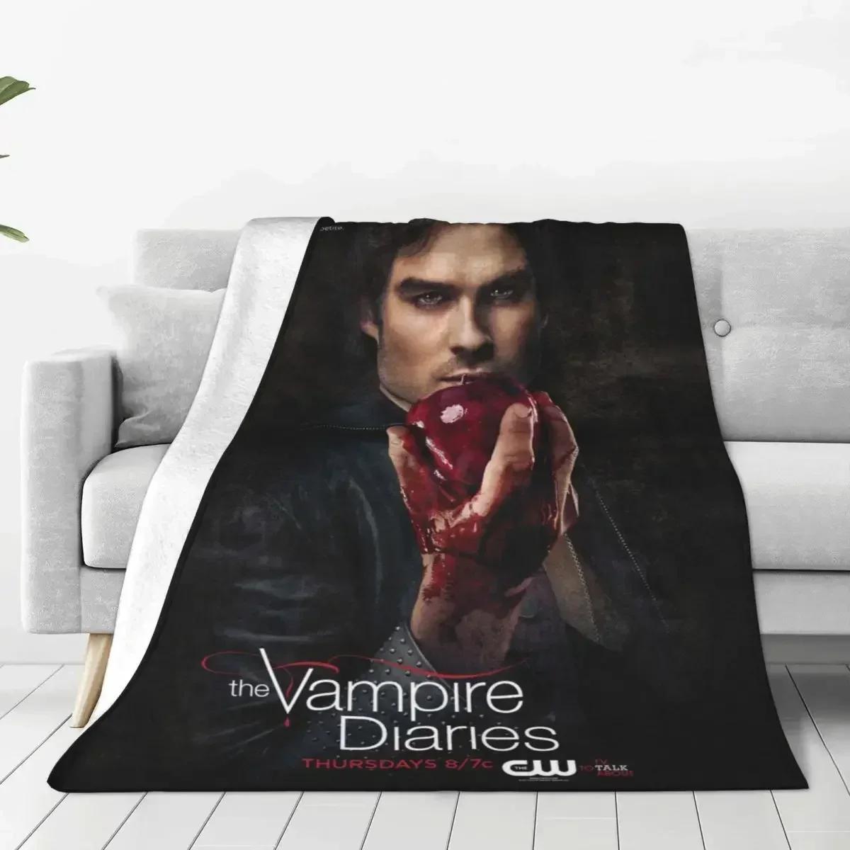 Damon Salvatore The Vampire Diaries Fleece Throw Blanket Horror Blanket for Bed Outdoor Lightweight Bedding Throws 75X95CM