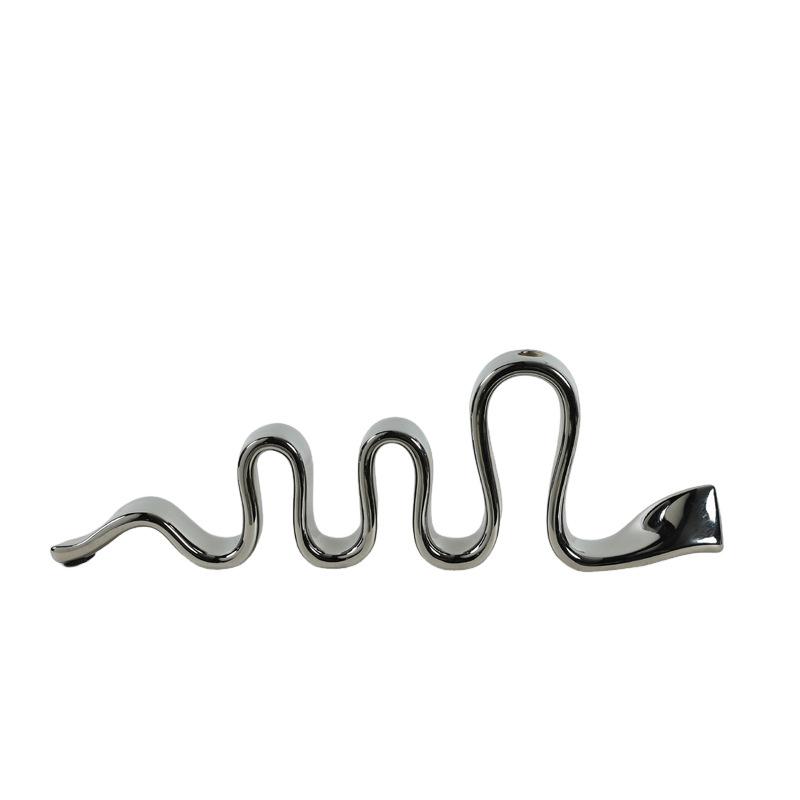 Silver Ceramic Ornaments Abstract Geometric Curved Ribbon Flower Arrangement Handicrafts Bookshelf Pleated Rope Home Decoration