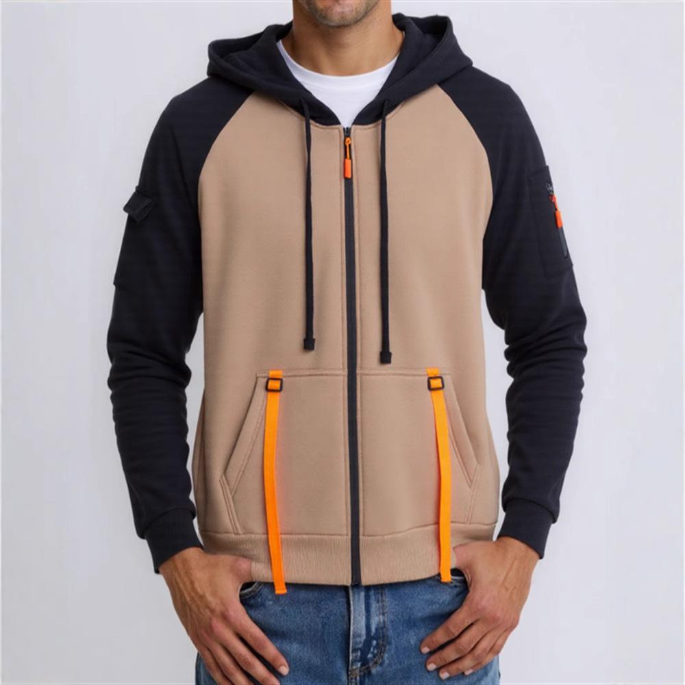 

2025 Весна и Осень Новая Простая Стильная Толстовка с Капюшоном на Молнии, Повседневная, Персонализированная, Мужская, Свободного Кроя S