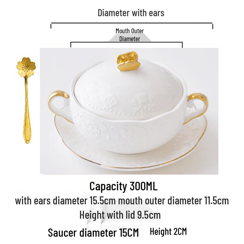 Elegant Gold-Accented Double Boiler Dessert Bowl Set