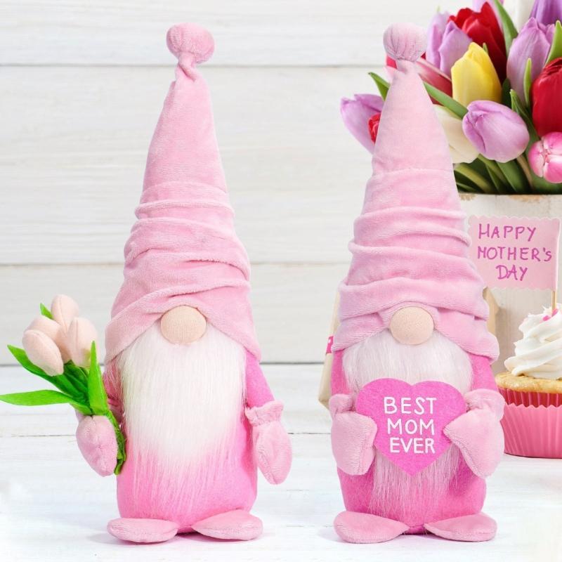 Mother Day Gnome Decorations Handmade Plush Gnome Doll Desk Ornament Mother Day Gift for Mother Day Anniversary