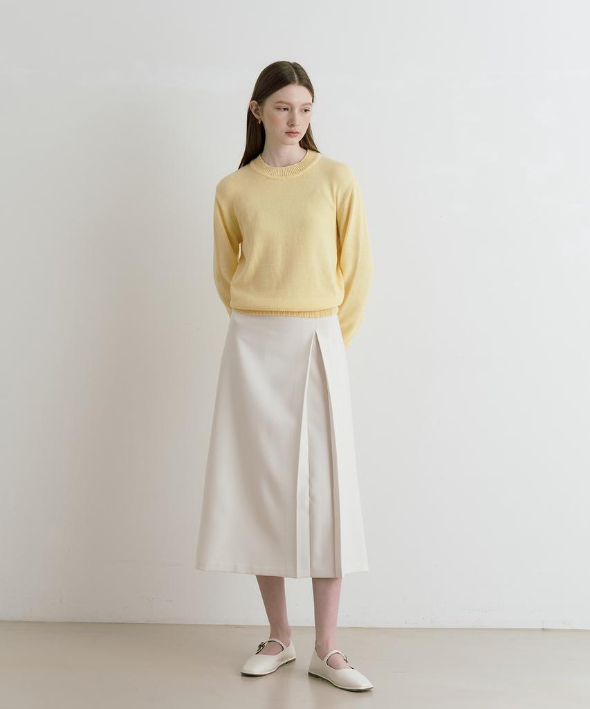 Adowl Deep Faux Slit Long Skirt - Ivory