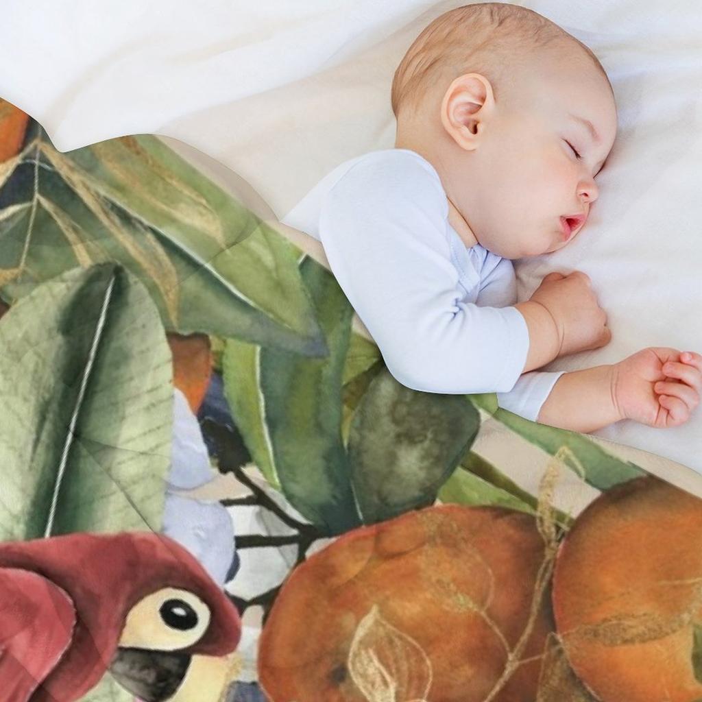 Amazon Birds and Fruits Watercolor Throw Blanket Soft Decorative Bed Flannels Blankets