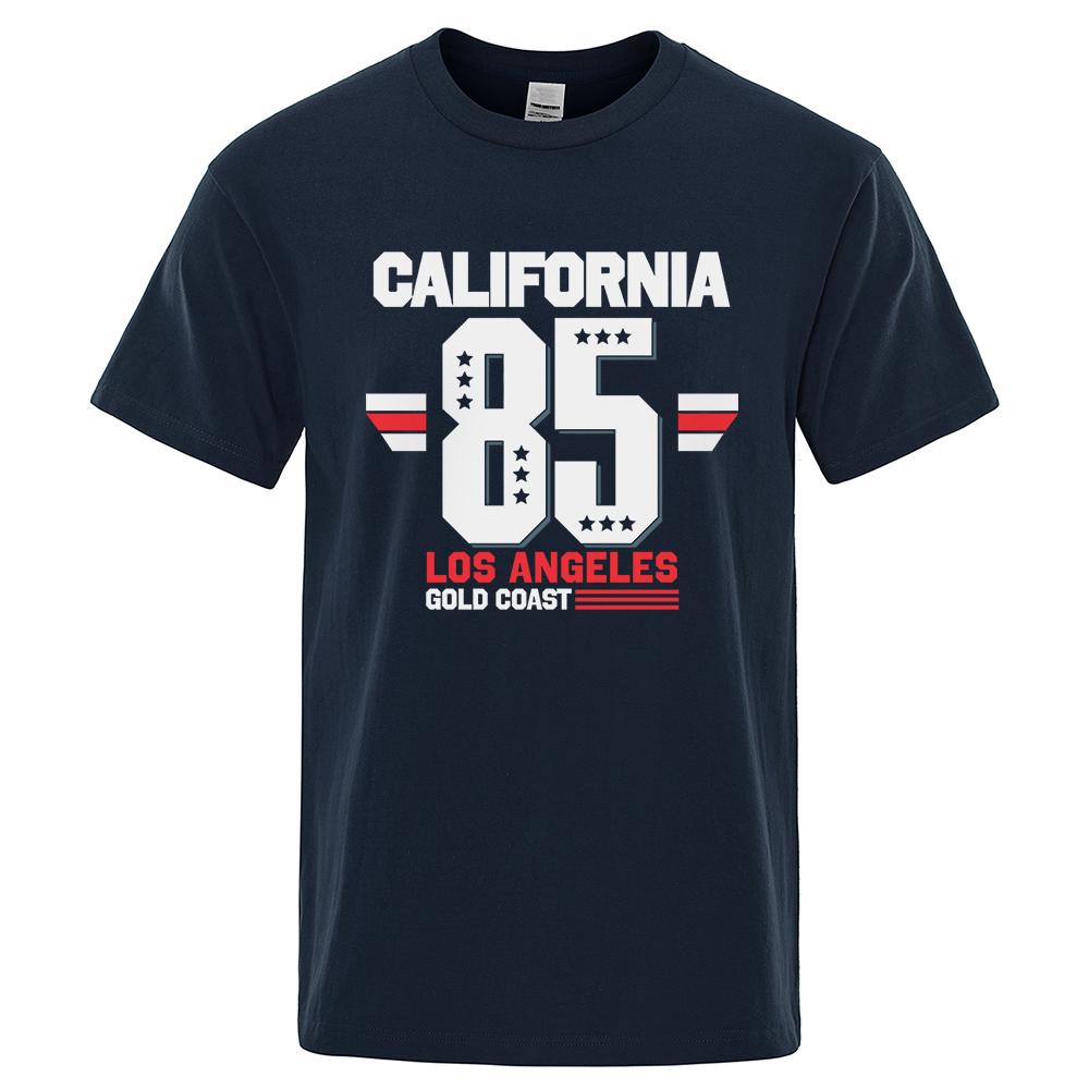 California 85 Los Angeles Gold Coast T-Shirt Casual Loose Tops Oversized Summer Tee Clothes Fashion Cotton Crewneck Men Clothes