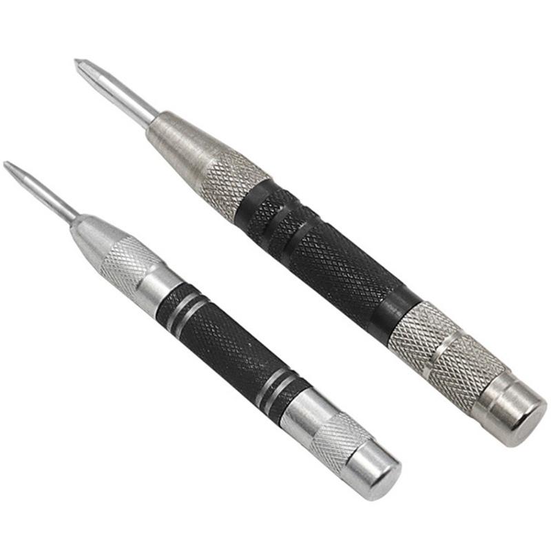 1/2Pcs Automatic Centre Punch Spring Loaded Adjustable Locator for Woodworking Metal Tools Press Dent Marker Kit