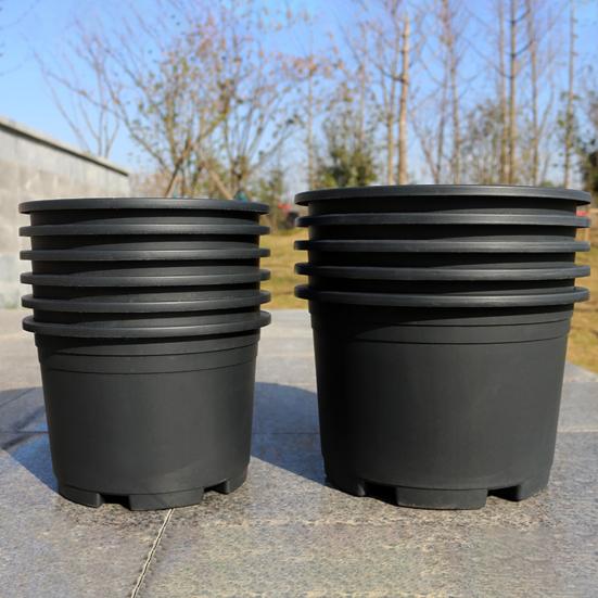 Vaso per Piante in Plastica Nera con Fori di Drenaggio Vaso da Gallone con Bordo Rinforzato per Interni Esterni Coltivazione Vivaio Serra