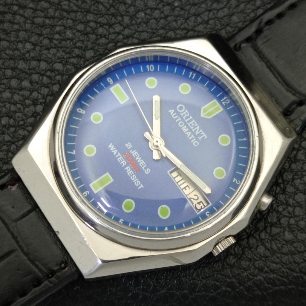 VINTAGE ORIENT AUTOMATIC 46941 JAPAN MENS BLUE COLOR DIAL WATCH a700648-5 R204-a700648