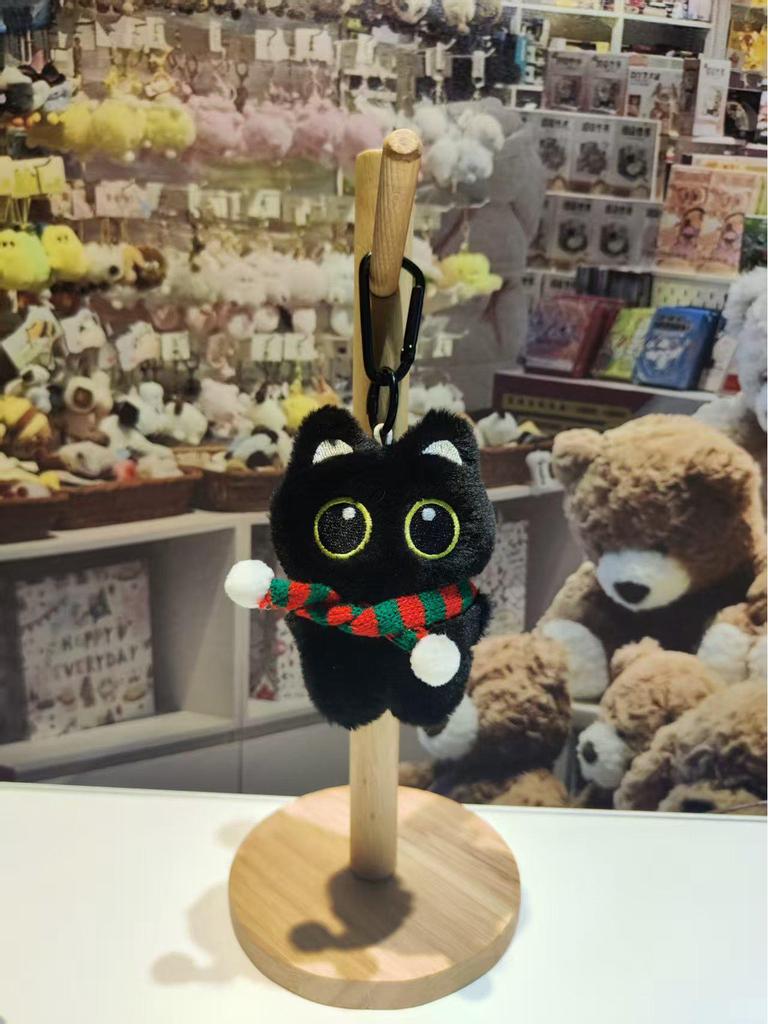 Black Cat Plush Toy: Small Kitten Bag Charm & Squeaky Toy Couple Gift