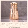 Copper Hammered Shine Design Bedroom Water Bottle with Inbuilt Glass, Volume - 600 ML, Pack of 2