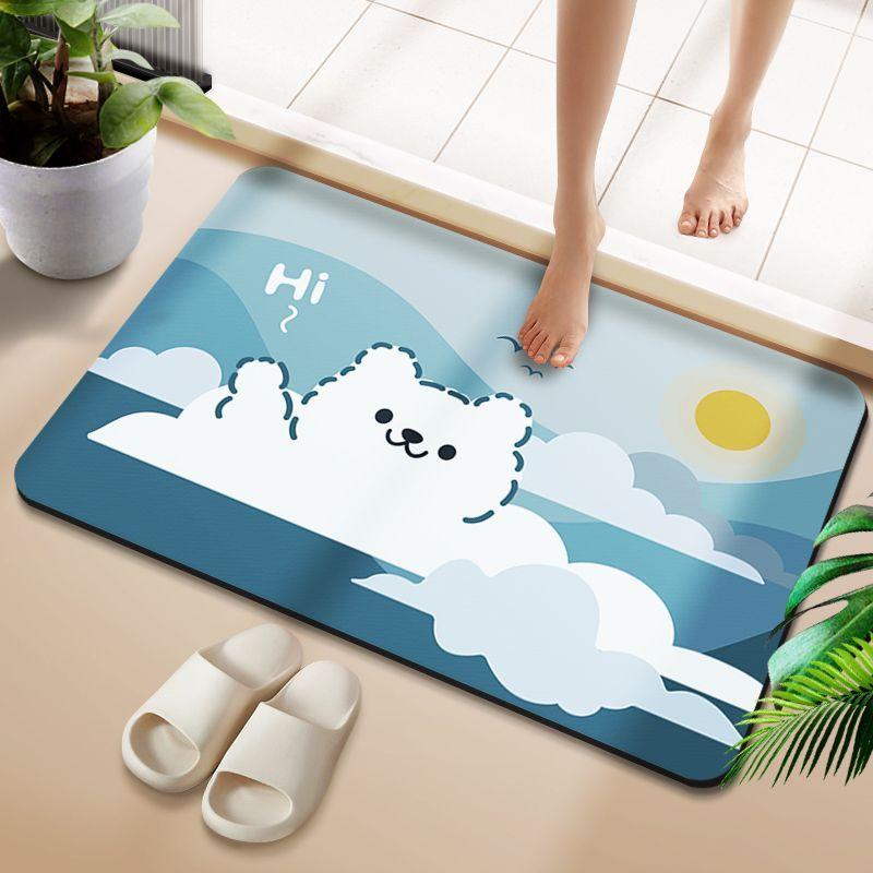 Bathroom diatom mud absorbent floor mat non-slip absorbent quick-drying foot mat shower room bathroom door cushion can be cut