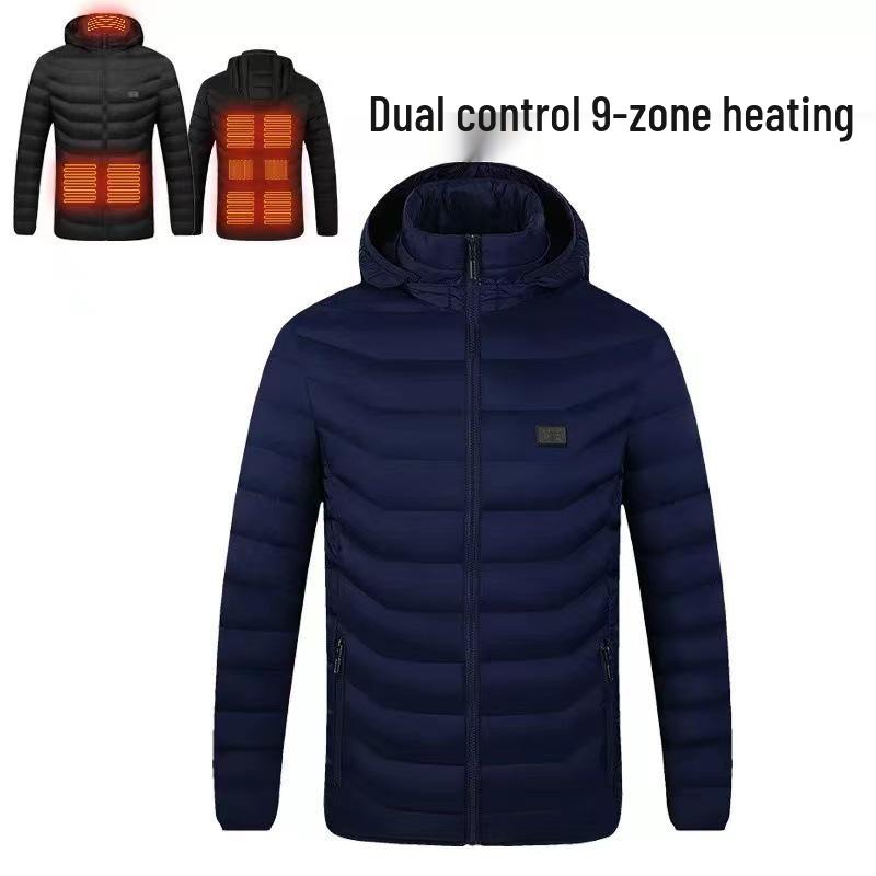 Men's Dual-Control USB Heated Cotton Coat with Nine-Zone Electric Heating