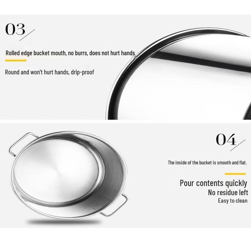 Commercial Stainless Steel Round Bucket with Lid