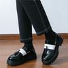 Fashion Designer Men's Black White Mixed Leather Height Increasing Casual Shoes Male Tassels Loafers Formal Flats Dress Footwear