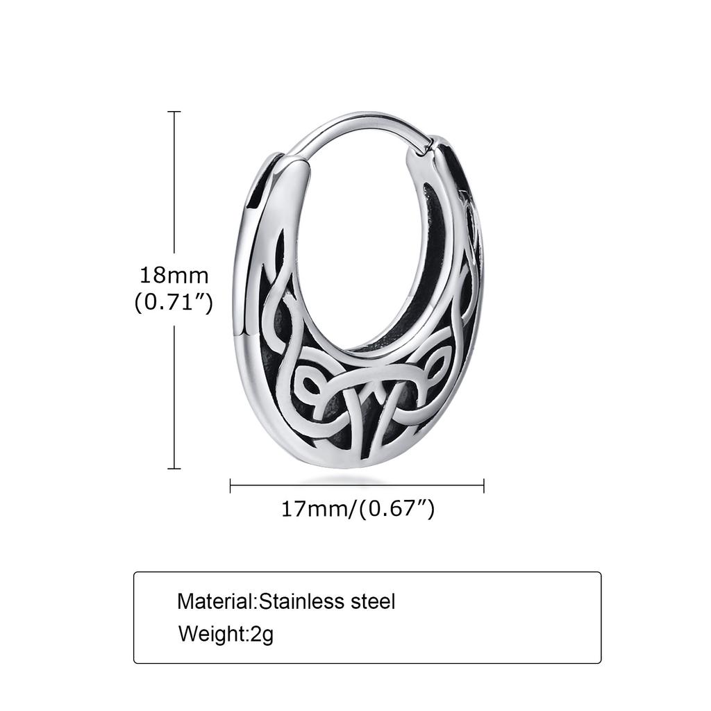 Męskie kolczyki koła z nordyckim węzłem wikingów Prezenty, Wodoodporne stal nierdzewna Huggies, Etniczna biżuteria Amulet do ucha dla mężczyzny Punk Rock