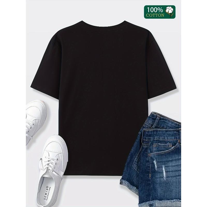 European sizes GROW UP 3D Letter Print T-Shirt – Women’s Casual Crew Neck Tee, Comfortable & Versatile for Home, Leisure, Fashion, Commuting