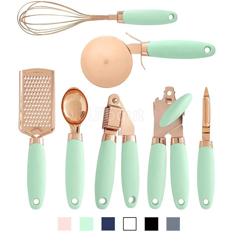 Trinket Set Kitchen Tools Accessories Gadgets Garlic Press Grater Kitchen 7-piece Set Rose Gold Baking Tool Whisk Egg Mix Tool