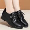 Spring Autumn Comfortable Non-slip Lace-up Women's Single Shoes  Mother Shoes Mid-heel Soft Wedge Soft Leather Pump