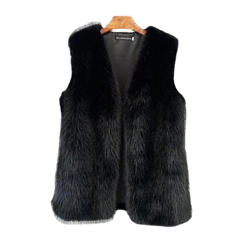 Europäische und amerikanische Imitation Toskanisches Fuchsfell Winter Mittellang und Lang Imitation Pelz Weste Warme Damen Weste Jacke Weich