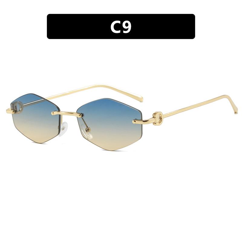 JYL Rimless Polygon Sunglasses UV400 Metal Ocean Lens Street Style / S092