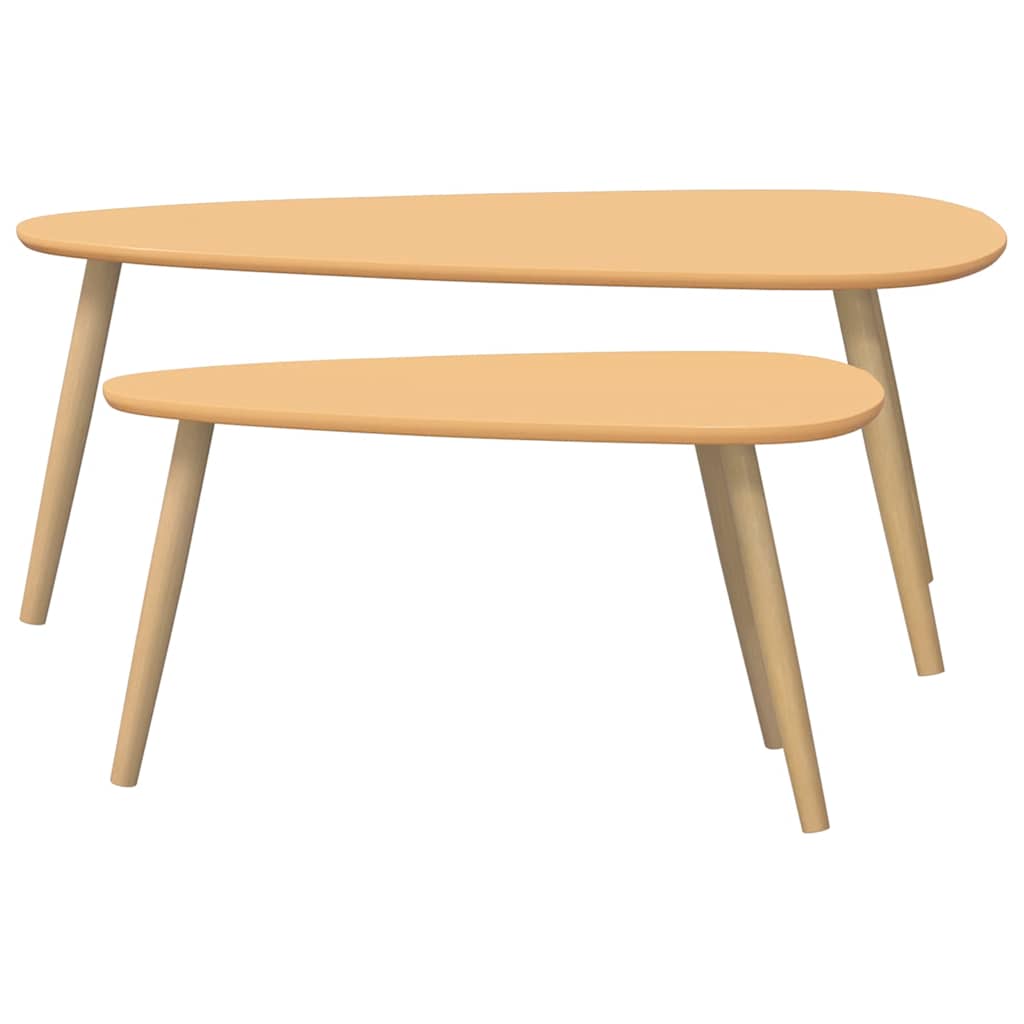 Vidaxl Coffee Table Set, 2 Pcs, Brown, Solid Pine Wood