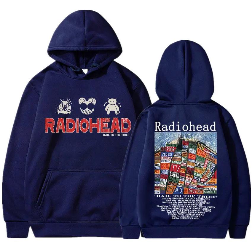 Sweat à capuche pour homme Radiohead Rétro Hip-hop Groupe de rock Imprimé Bandit Street Mode Décontractée Tendance Y2K Quotidien Ample Manches Longues