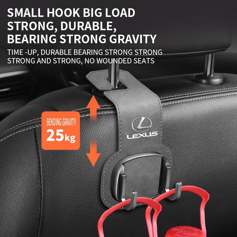 Car Headrest Hook Premium Suede Rear Seat Hanging Dual Hook For Lexus GS IS LS500h ES260 ES300h RX350h NX260 UX260 LM LC RZ450e