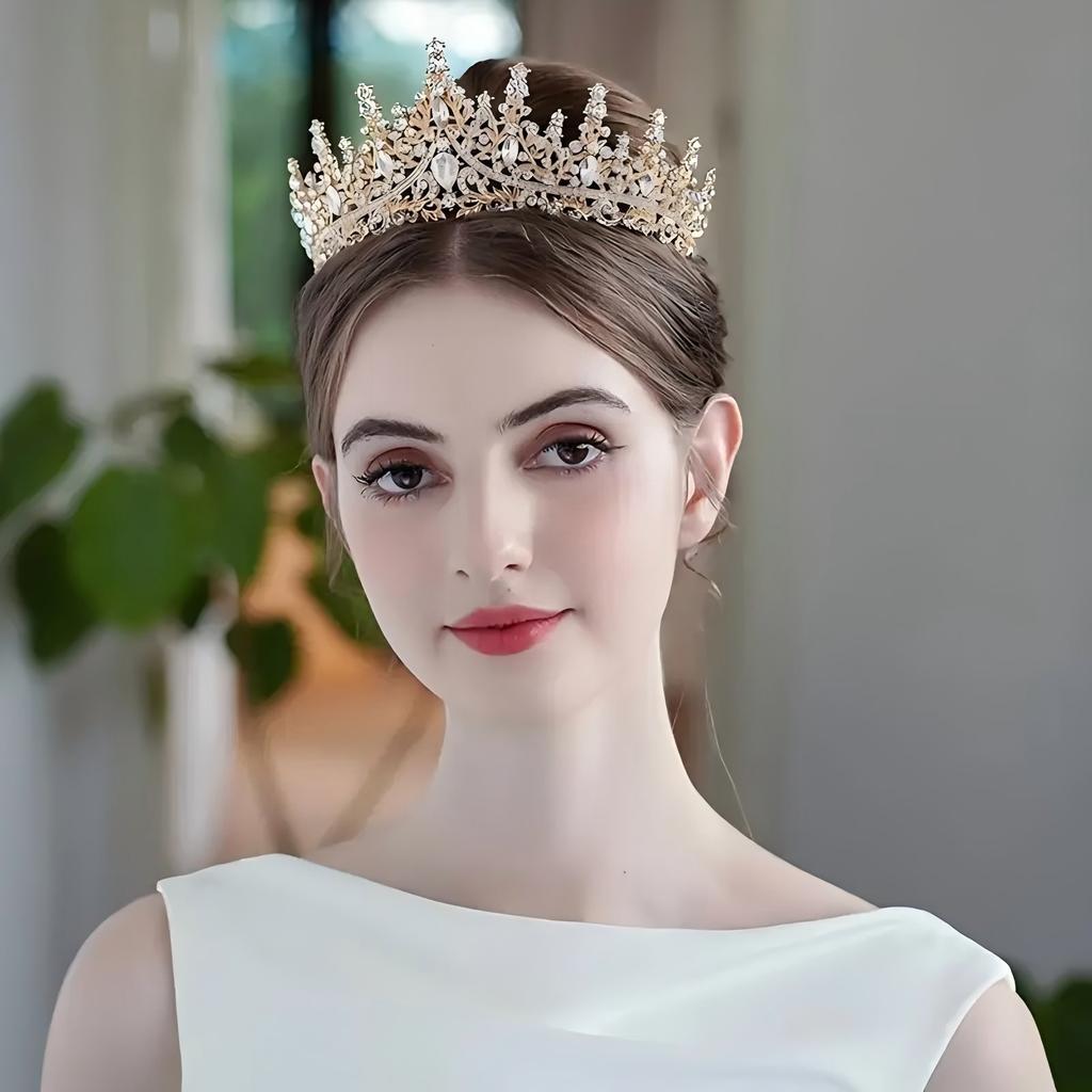 1pc Elegant Queen Crown Luxury Rhinestone Hairband Suitable for Wedding Parties Wearing Women's Jewelry Hair Accessories Gifts