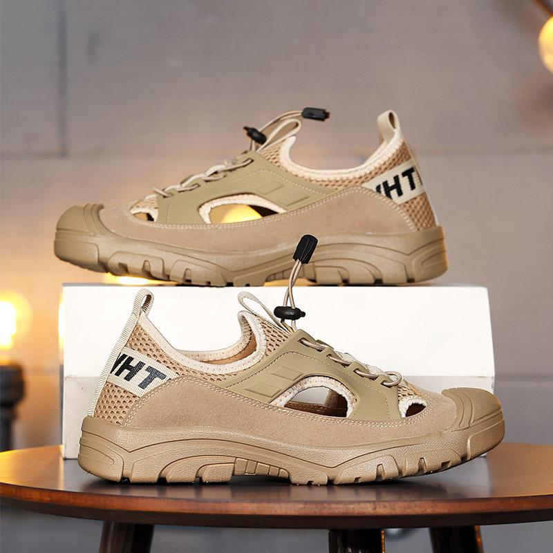 Summer Men's Sandals Classic  Leather Sandals Fashion Outdoor Hiking Shoes Light Breathable Non-slip Sneakers