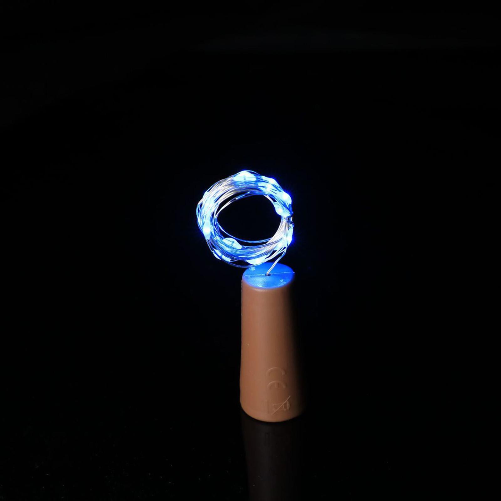 

20 светодиодных светильников в форме пробки для бутылок вина One Size синий