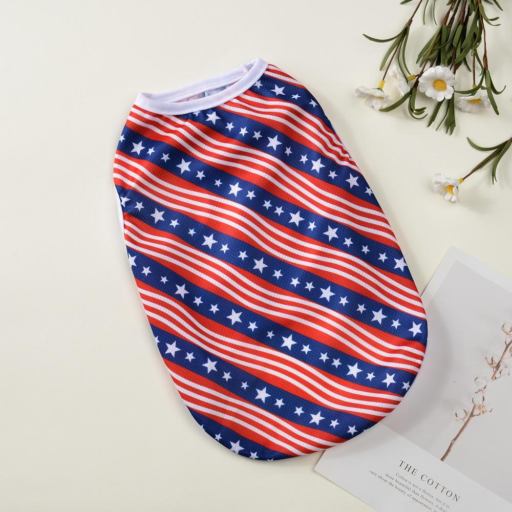 Tricou pentru câini mici, medii, pisici, respirabil, costum de vară pentru animale de companie, Ziua Independenței 4 iulie, vestă pentru cățel, haine Yorkshire Pug