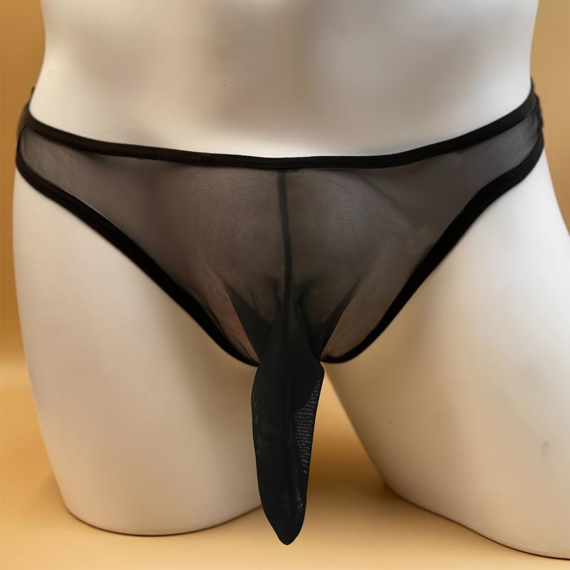 Varsbaby Men's Black Semi-Transparent Sexy Thin Briefs