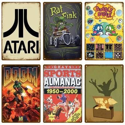 Vintage Tin Sign Funny Gamer At Work Metal Signs for Home Club Game Room Man Cave Retro Wall Decor