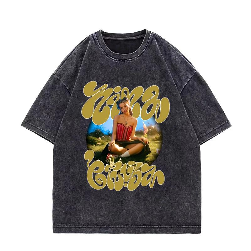 

Nina Chuba Printing print T shirt Men Womens Vintage Washed Hip Hop streetwear short sleeve Cotton Fashion plus size tops S