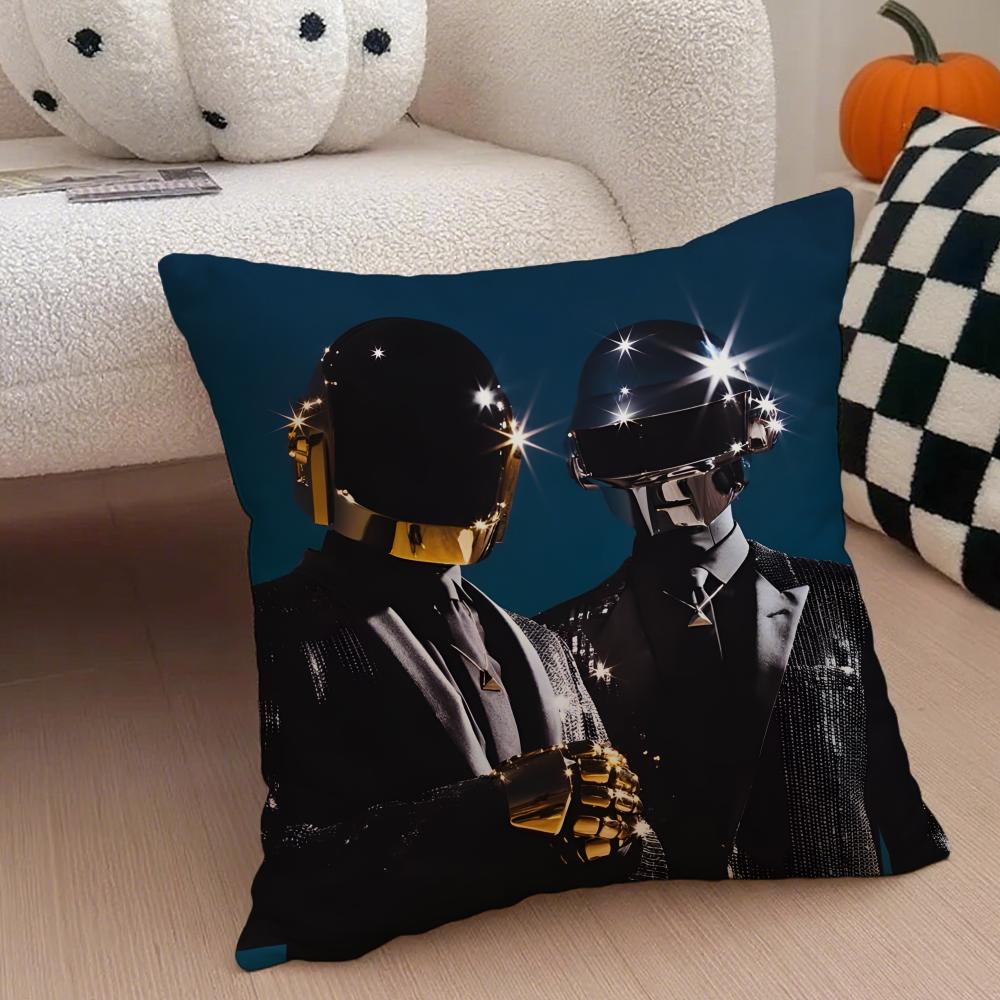 DDaft PPunk Band Cushion Cover Throw Pillow Cover Hidden Button Durable Polyester Chair Cushion