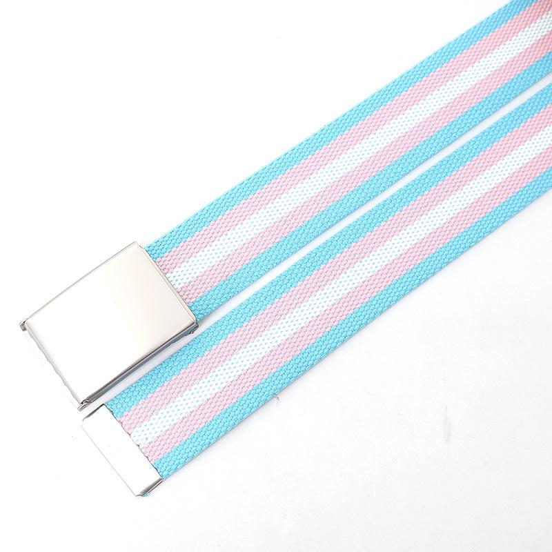 120cm Colorful Stripes Canvas Belt for  Women Jeans Waistband Adjustable Belt Men Outdoor Travel Tactical Metal Buckle Belt