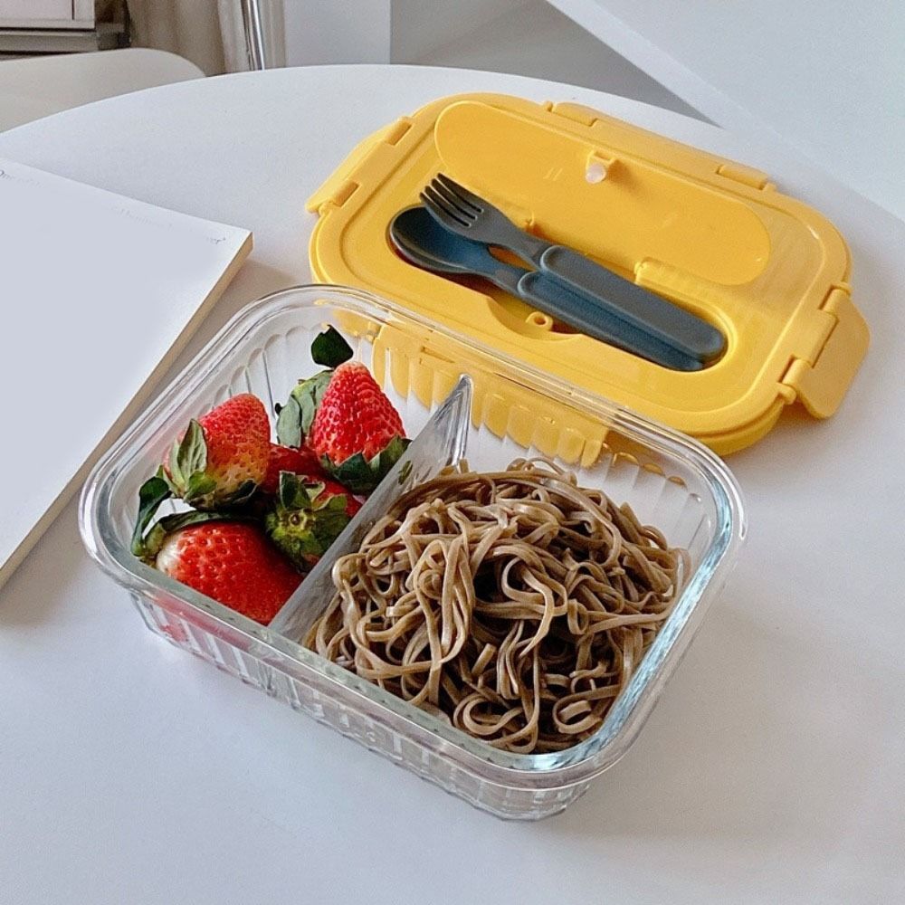 Large Capacity Glass Lunch Box Sealed Food Storage Container Vertical Stripe Lunch Box Camping