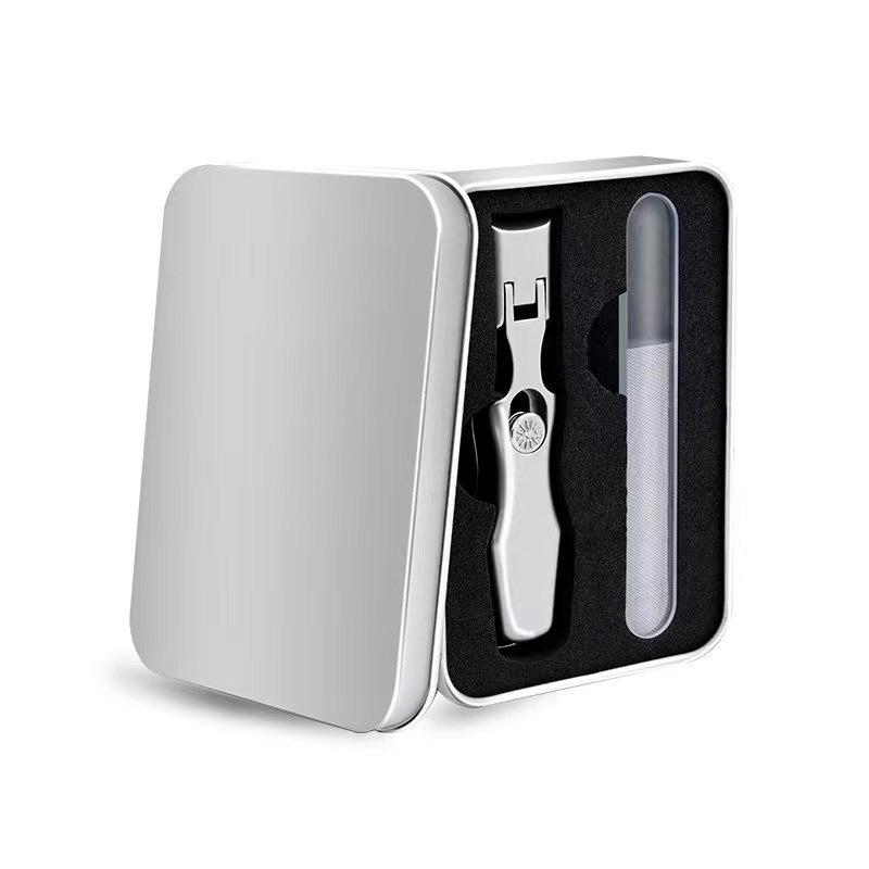 Anti-Splash Stainless Steel Nail Clippers, Large Opening for Thick Nails, Portable Gray Single Set.