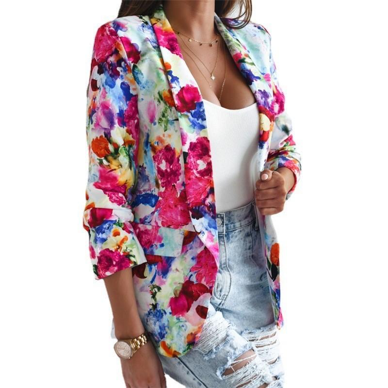

Tooxika весна и осень новый стиль пиджак с принтом отворотов приталенный маленький пиджак XXL