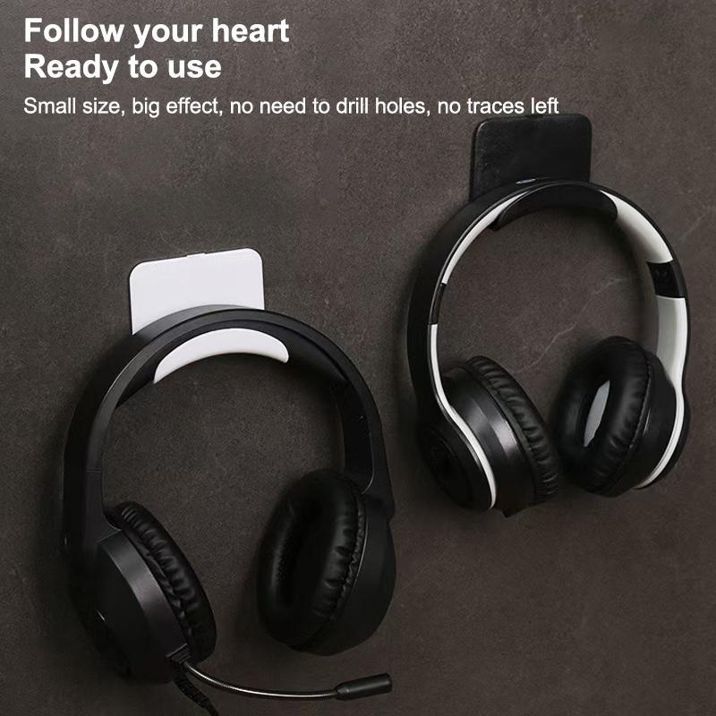 Universal Headphone Stand Adhensive Plastic Wall Mount Hanger Under Desk Headset Rack Holder Support For Gaming Earphone Bracket