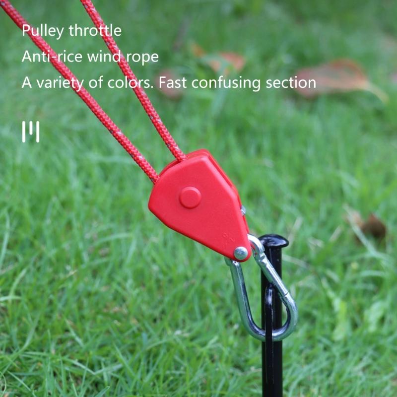 4pcs Reflective Camping Rope Heavy Duty Tent Guy Rope with Pulley Outdoor Tent Guide Cord with Adjuster Easy To Use