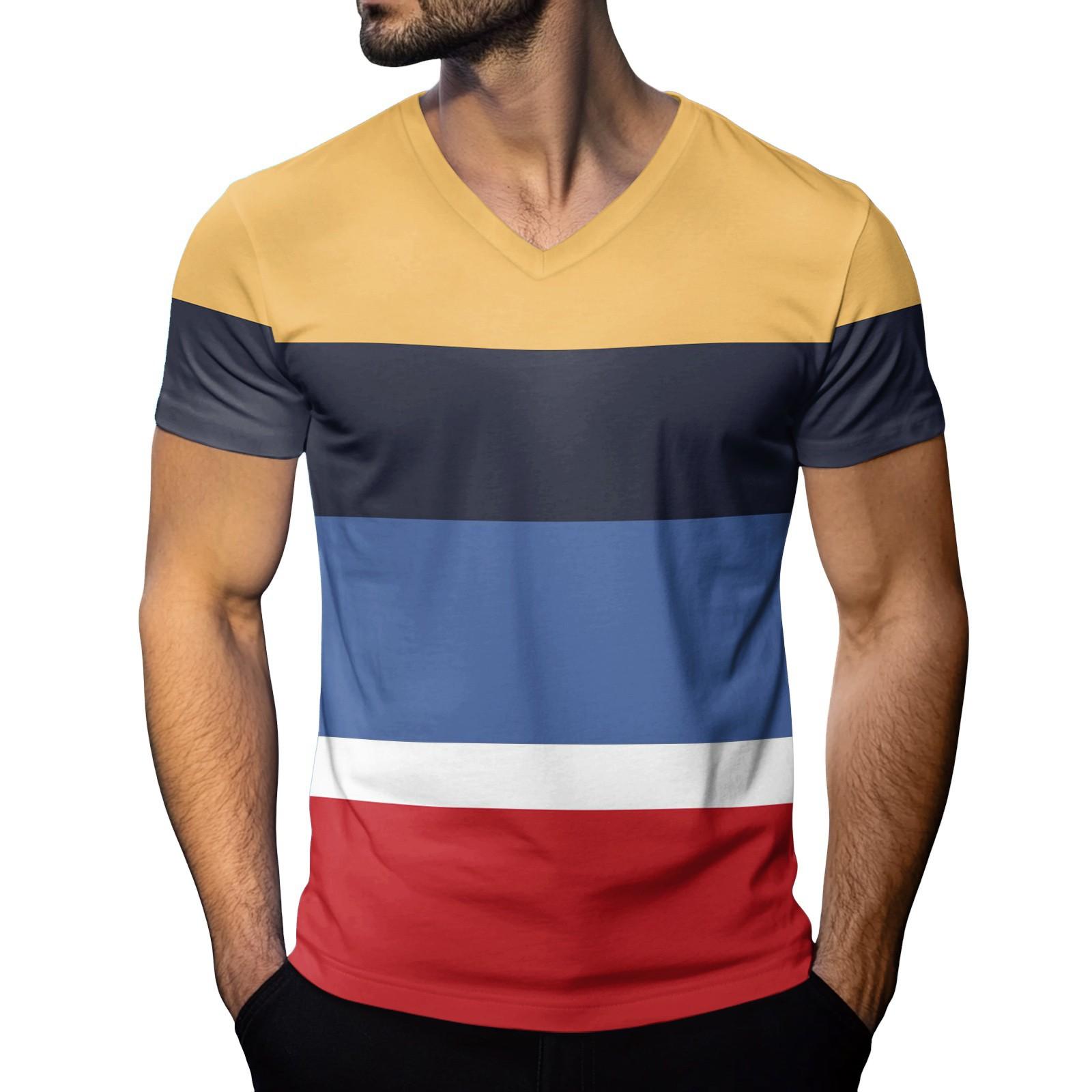 

Мужская модная футболка с коротким рукавом и V-образным вырезом XL жёлтый