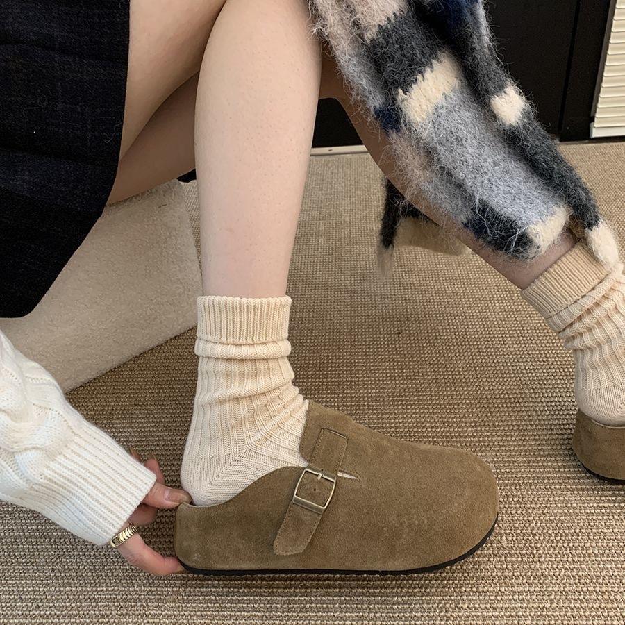 

2025 новая повседневная универсальная и удобная сумка-голова, полутапочки, весна и осень, новая ретро британская толстая подошва, увеличение 40