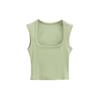 Women's Square Neck Sleeveless Crop Tank Top Slim Fit Solid Basic Camisole Shirt
