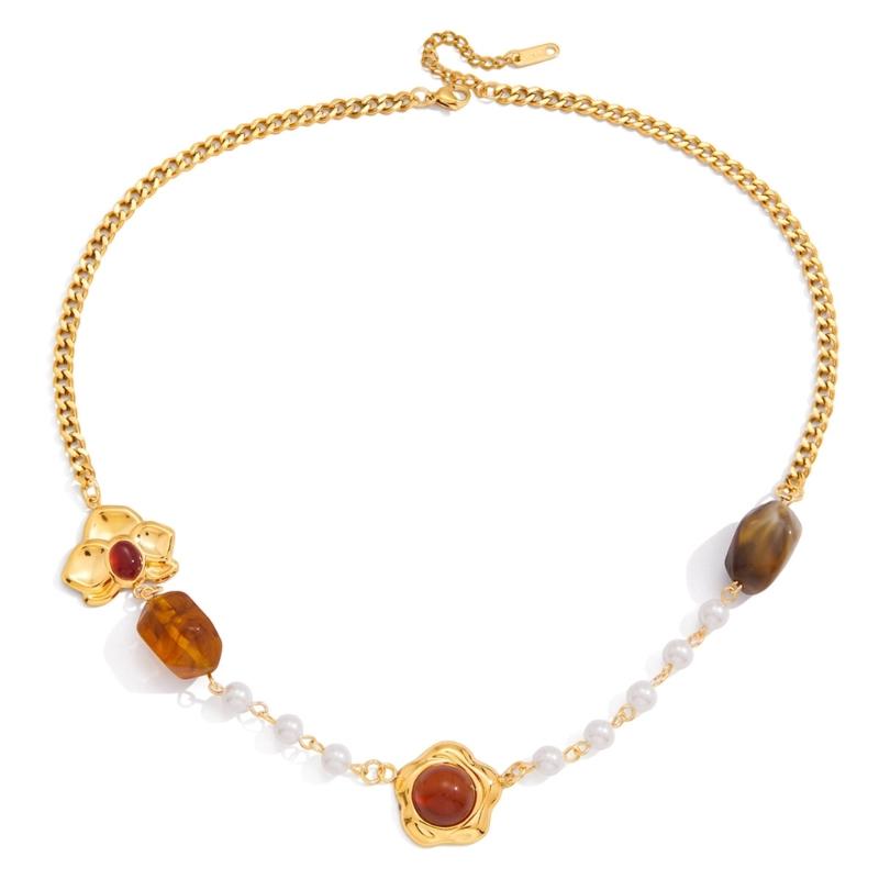 

Stylish Long Layering Sweater Chain Necklace With Handcrafted Flower Pendant Detailing Resin Jewelry Accessory